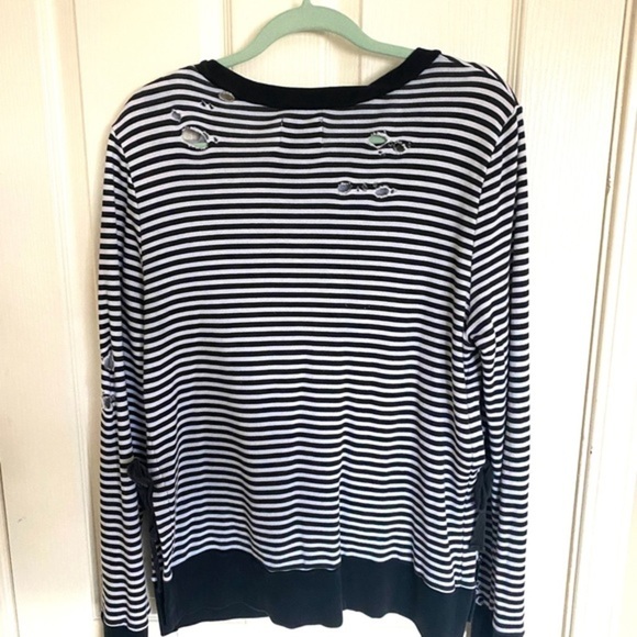 Pam & Gela Striped Distressed Sweatshirt - Picture 5 of 6